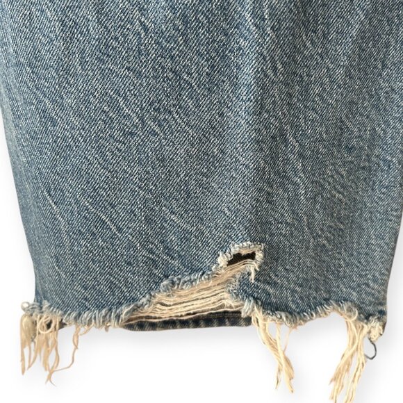 American Eagle 90s Straight Distressed Jeans Medium Wash Ripped Organic Cotton - Picture 4 of 8